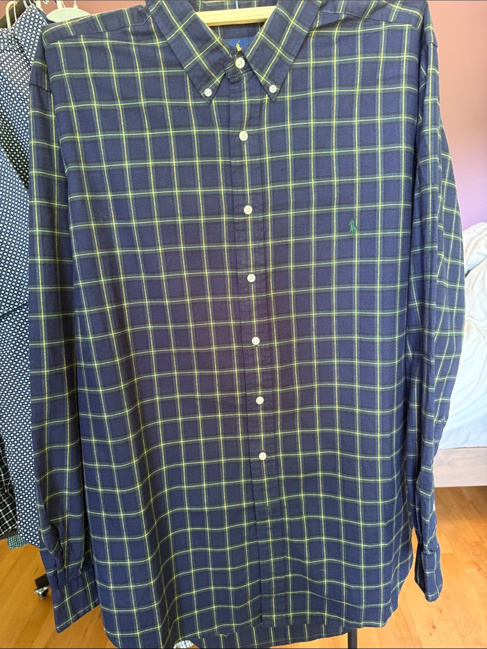 Ralph Lauren Navy and Green Plaid Button-Down Shirt
